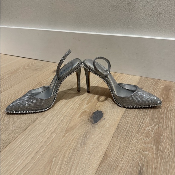 Silver Rhinestone Slingback Heels - Picture 8 of 8